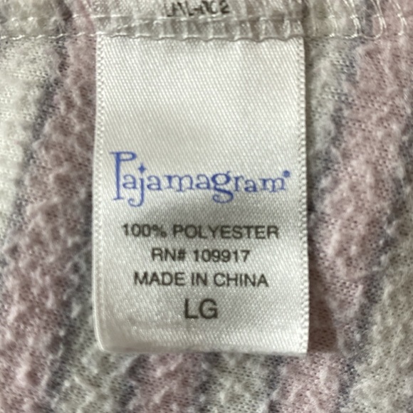 Pajamagram Pink, White & Gray Stripe, Satin Trim Woman’s Size Large Pajama Set. - Picture 10 of 11